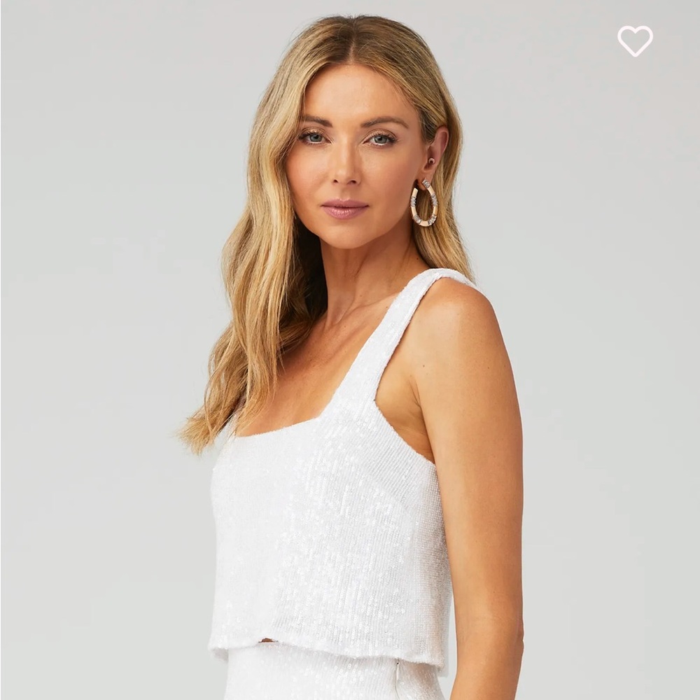 Show Me Your Mumu Tara Crop Top in White Sequins | Size M